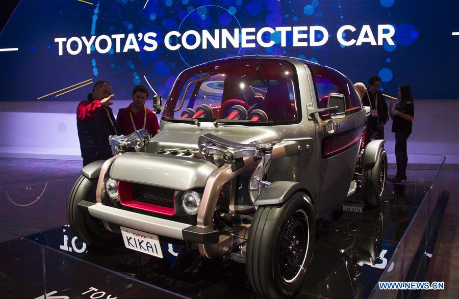 A Toyota's connected car is displayed during the CES in Las Vegas, Nevada, the United States, Jan. 9, 2016. 