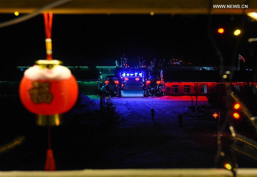 Photo taken on Jan. 14, 2016 shows a view of Snow Village resort near Laobai Mountain in Dunhua, northeast China's Jilin Province.