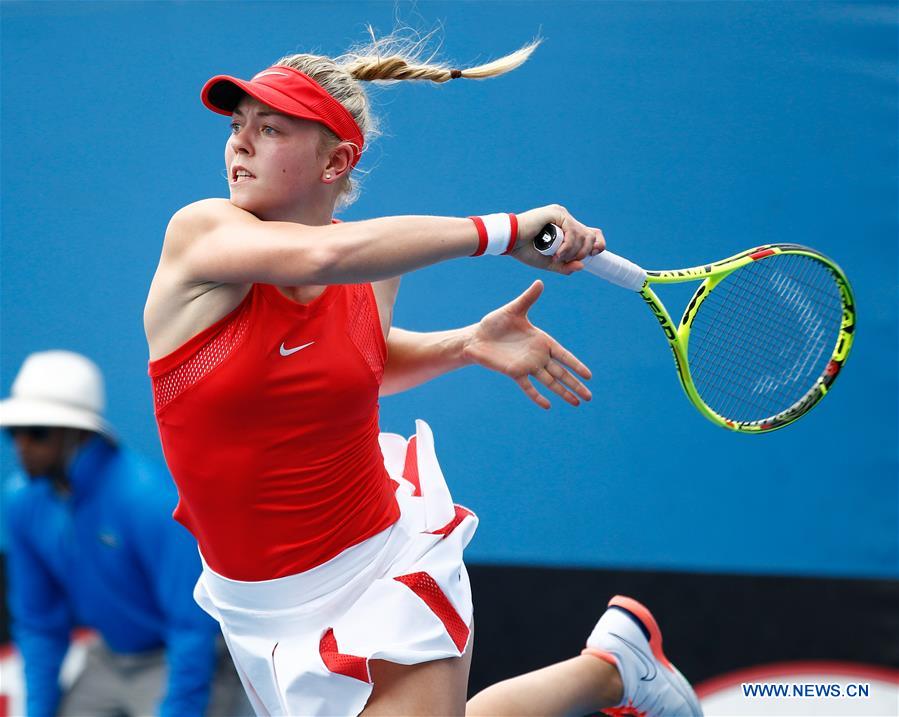 MELBOURNE, Jan. 19, 2016 (Xinhua) -- Germany's Carina Witthoeft competes against China's Zheng Saisai during the first round match of women's singles at the Australian Open Tennis Championships in Melbourne, Australia, Jan. 19, 2016. Carina Witthoeft lost the match 1-6, 2-6. (Xinhua/Bi Mingming) 