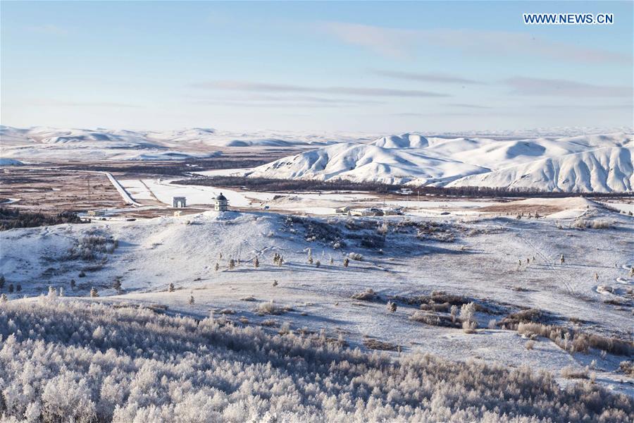 Photo taken on Jan. 8, 2016, shows winter scenery of Sanjiao Mountain in Arxan City of Hinggan League, north China's Inner Mongolia Autonomous Region.