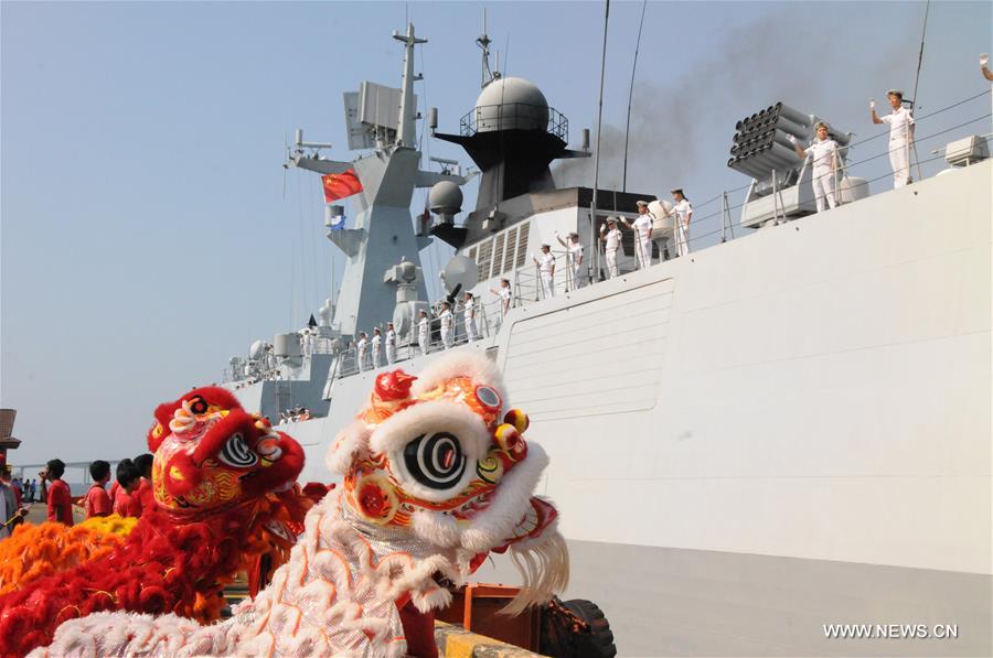 Two Chinese guided-missile frigates docked at the port on Monday for a five-day goodwill visit to Cambodia