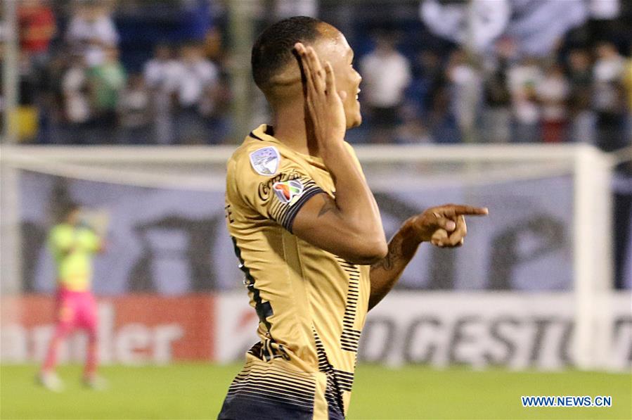 Image taken for Club Universidad Nacional A.C. (PUMAS) shows UNAM's Pumas Luis Quinones celebrating after scoring during the match of Group 7 of Copa Libertadores against Olimpia of Paraguay, at Manuel Ferreira Stadium in Asuncion, capital of Paraguay, on March 1, 2016. 