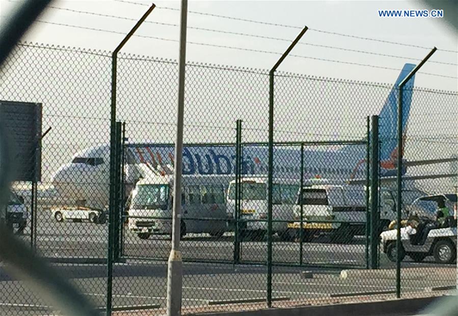 A Flydubai passenger plane is seen at the International Airport of Dubai, the United Arab Emirates (UAE), March 19, 2016. 