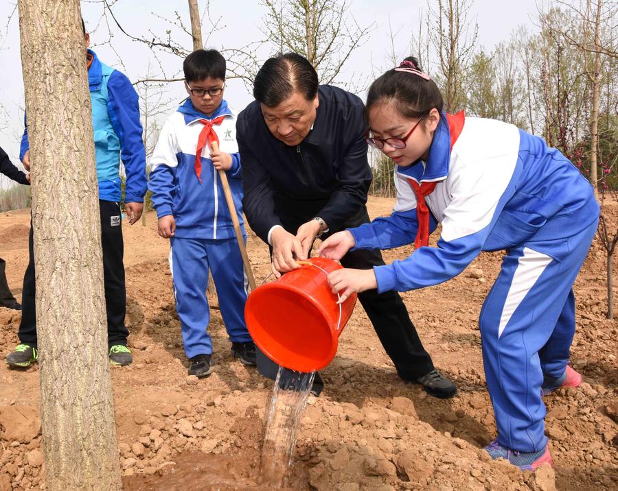 Top Chinese leaders attend voluntary tree-planting in Beijing