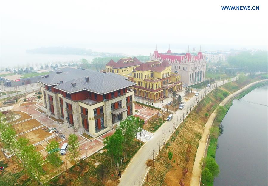 Photo taken on April 13, 2016 shows the International Garden of the Tangshan International Horticultural Exposition 2016 in Tangshan City, north China's Hebei Province. 