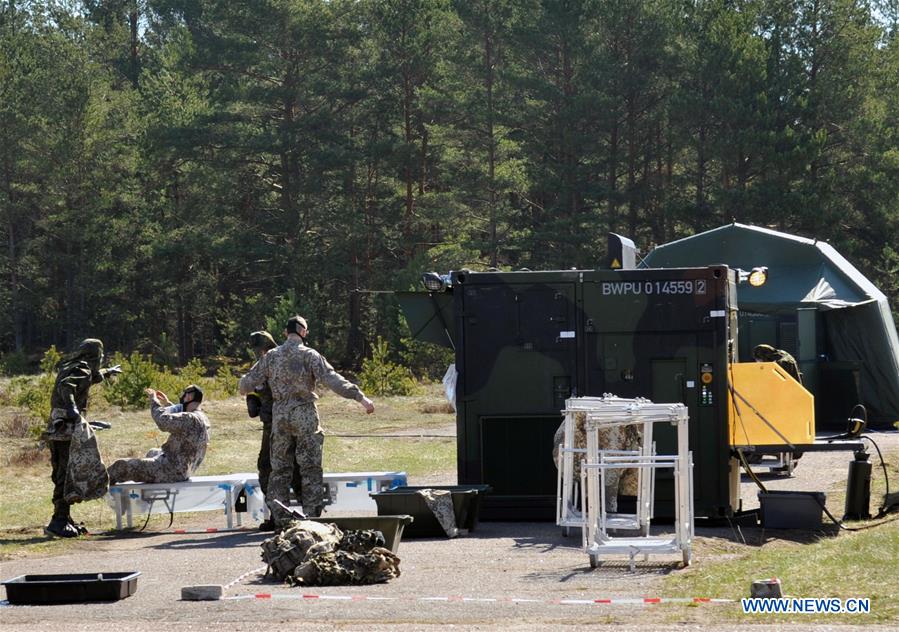 U.S. soldiers take part in the Operation Summer Shield XIII military exercise held at Adazi Training Area outside Riga, Latvia, April 28, 2016. 