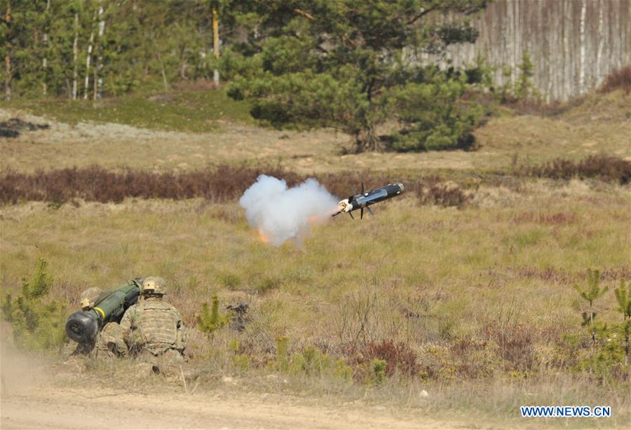 U.S. soldiers take part in the Operation Summer Shield XIII military exercise held at Adazi Training Area outside Riga, Latvia, April 28, 2016. 