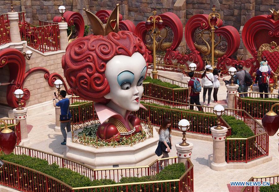 Photo taken on May 11, 2016 shows the Alice in Wonderland Maze of the Disney Resort in Shanghai, east China.