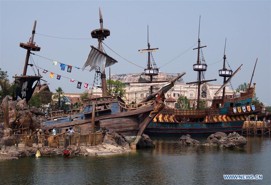 Photo taken on May 11, 2016 shows the Treasure Cove of the Disney Resort in Shanghai, east China.