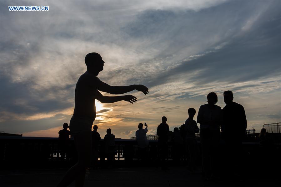 The 'Sleepwalker' is pictured at the High Line in New York, the United States, May 9, 2016.