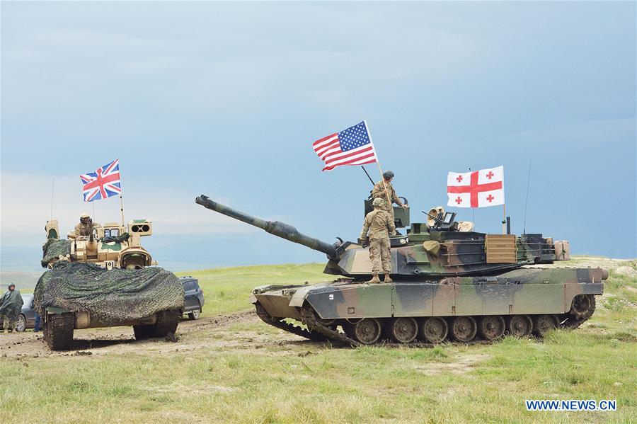 Soldiers are seen on the last day of the live-fire phase of the three-week long joint military drill named 'Noble Partner 2016' at Vaziani base near Tbilisi, Georgia, May 24, 2016.