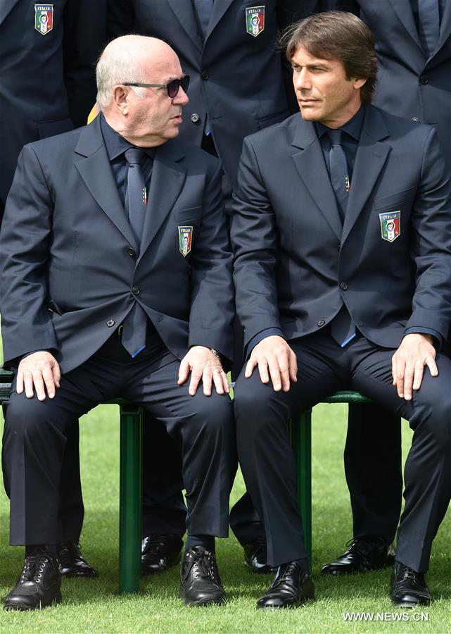 Italian national soccer team pose for the official team photo at the Coverciano training center, near Florence, Italy, June 1, 2016.