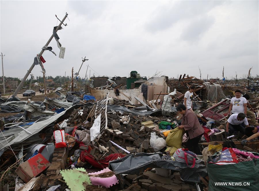 Death toll of the tornado and hailstorms in Jiangsu has climbed to 98, local rescue headquarters said on Friday. 