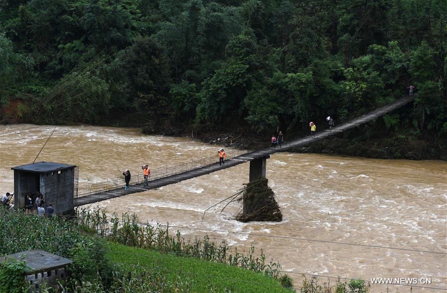 Torrential rainfall on July 3 and 4 has affected 29,032 people and over 700 hectares of crops, damaged 64 houses, 15 roads and four hydropower stations in Luocheng by Wednesday evening. 