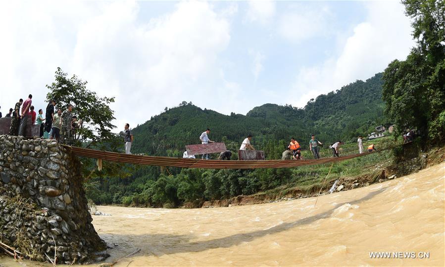 Torrential rainfall on July 3 and 4 has affected 29,032 people and over 700 hectares of crops, damaged 64 houses, 15 roads and four hydropower stations in Luocheng by Wednesday evening. 