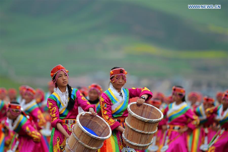 Riders perform at the opening ceremony of Shambhala Tourism Festival in Gannan, northwest China's Gansu Province, July 17, 2016. 