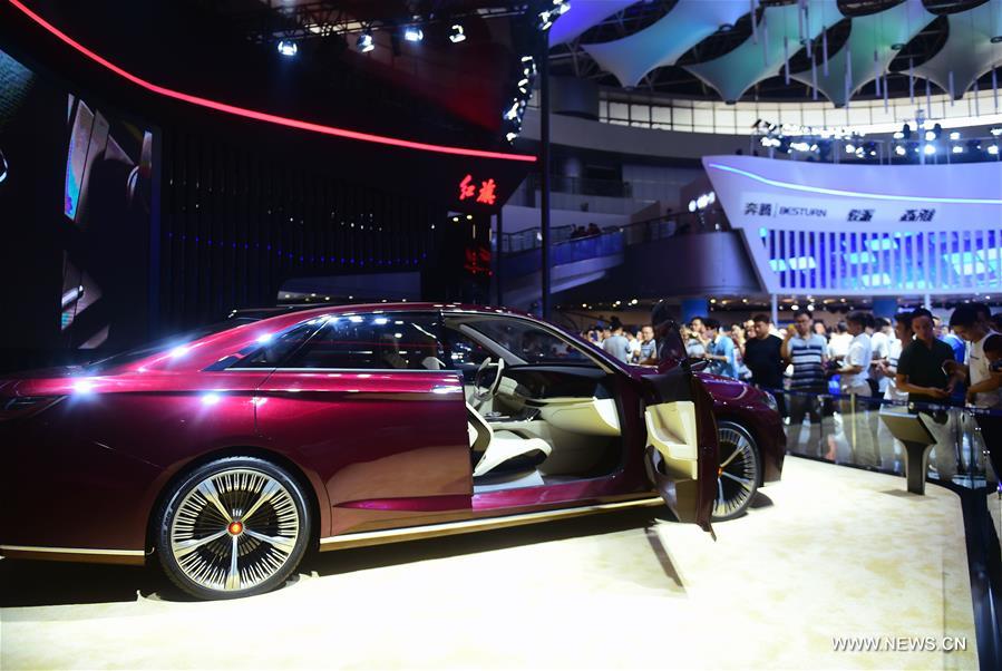 China's sedan brand Hongqi, or Red Flag, introduced two concept cars at the expo on Sunday.