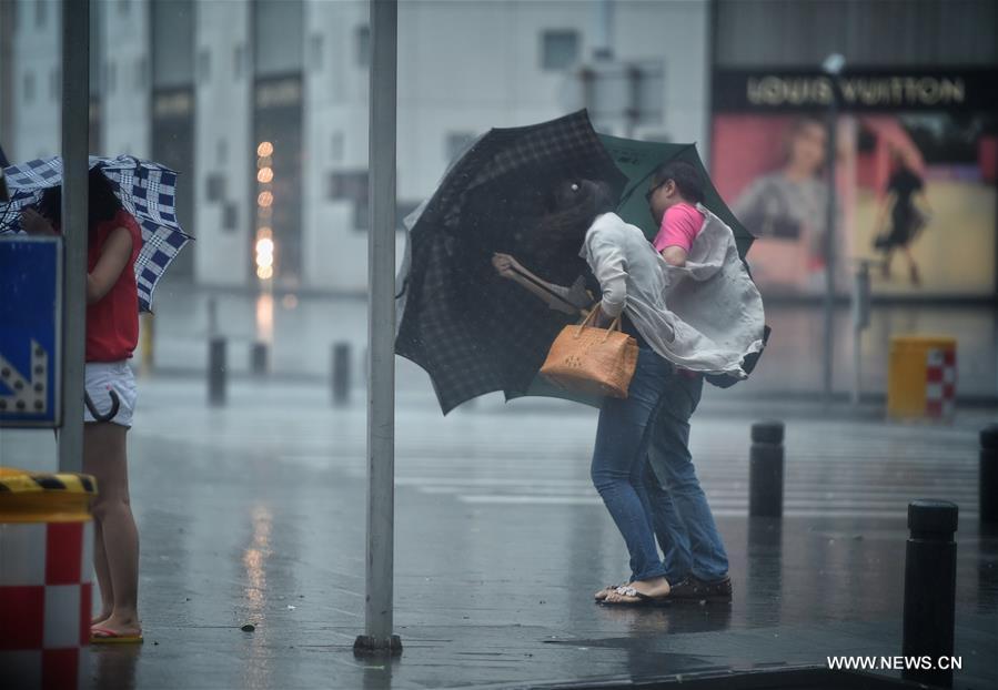 The strong typhoon packing winds up to 151.2 km per hour is moving northwest at 25 km per hour, and is expected to sweep across the cities of Shenzhen, Dongguan, Guangzhou, Foshan and Zhaoqing to Guangdong's neighboring Guangxi Zhuang Autonomous Region
