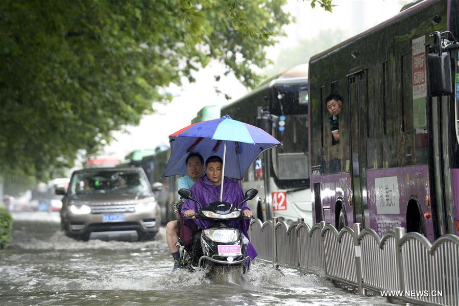 A heavy rain hit Zhengzhou Friday.