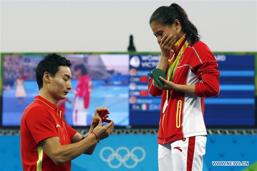 (SP)BRAZIL-RIO DE JANEIRO-OLYMPICS-DIVING-MARRIAGE PROPOSAL