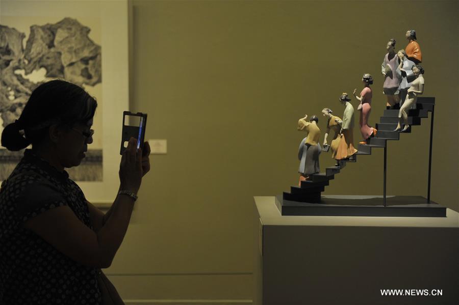 Nearly 300 pieces of works of young artists all over the country were selected and displayed in the exhibition, which will last till Aug. 30. 
