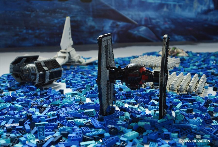 Photo taken on Nov. 3, 2016 shows a miniature scene of Star Wars made out of Lego blocks and displayed on a design show in Hangzhou, east China's Zhejiang Province.