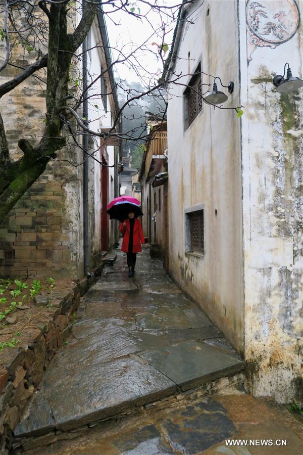 Photo taken on Nov. 13, 2016 shows the Hui-style architecture in Wuyuan County, east China's Jiangxi Province.