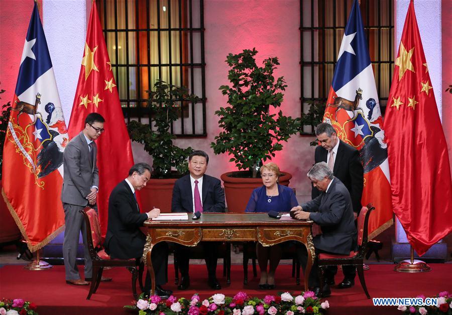 CHILE-SANTIAGO-CHINESE PRESIDENT-SIGNING CEREMONY