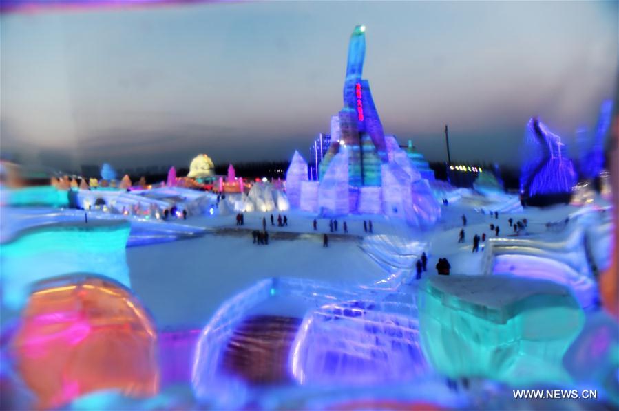 Ice sculptures began to melt as temperature rose recently.