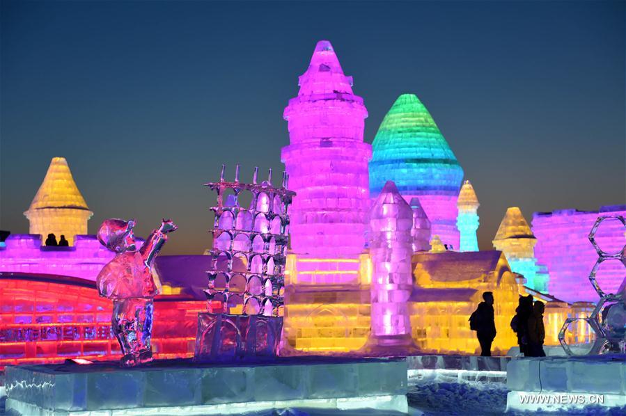 Ice sculptures began to melt as temperature rose recently.