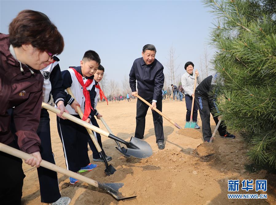 （XHDW）（1）黨和國家領導人參加首都義務植樹活動