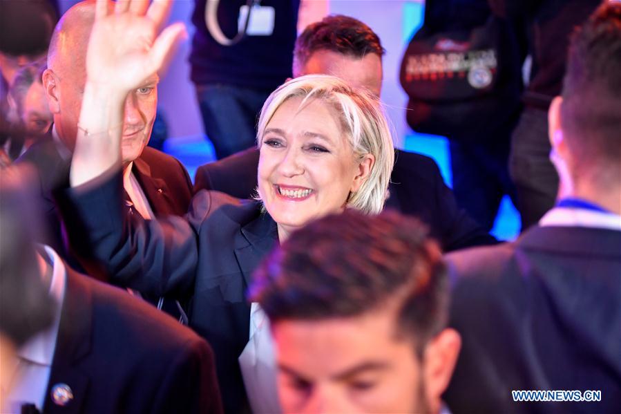 FRANCE-HENIN-BEAUMONT-PRESIDENTIAL ELECTION-FIRST ROUND-LE PEN-CELEBRATION