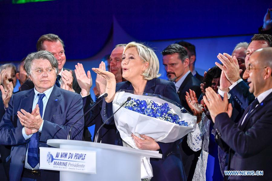 FRANCE-HENIN-BEAUMONT-PRESIDENTIAL ELECTION-FIRST ROUND-LE PEN-CELEBRATION