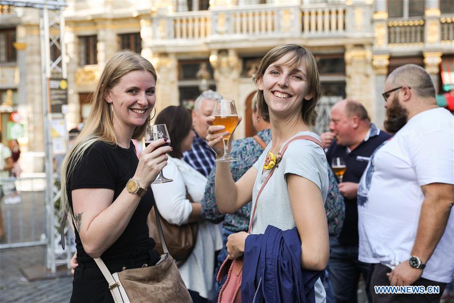 Beer lovers attend Belgian Beer Weekend at Grand Place in Brussels