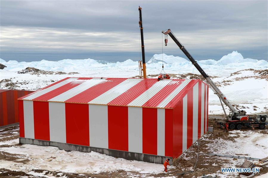 Photo taken on Feb. 8, 2019 shows a new garage under construction at Zhongshan Station, a Chinese research base in Antarctica. Over the past 30 years, the Zhongshan Station has grown into a modern \