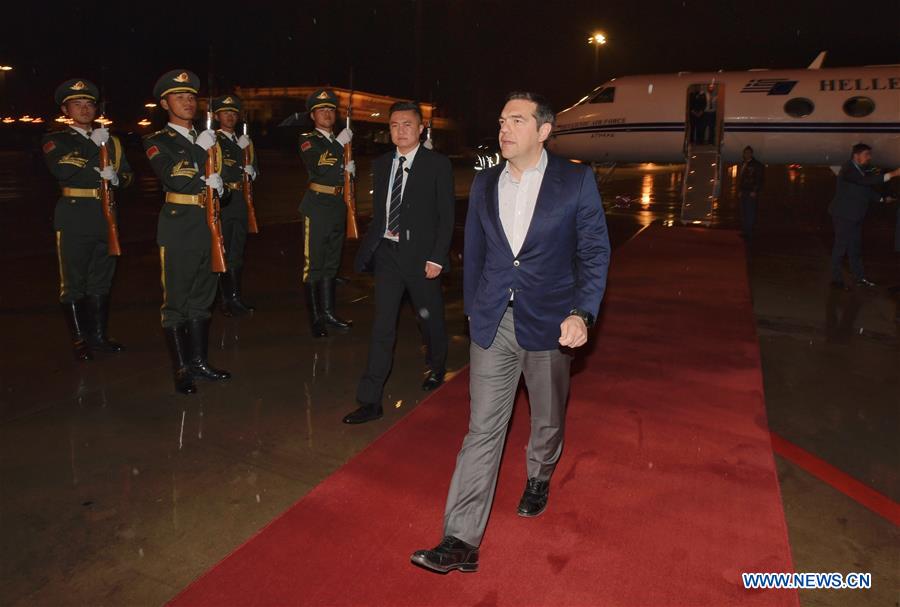 (BRF)CHINA-BEIJING-BELT AND ROAD FORUM-GREEK PM-ARRIVAL (CN)