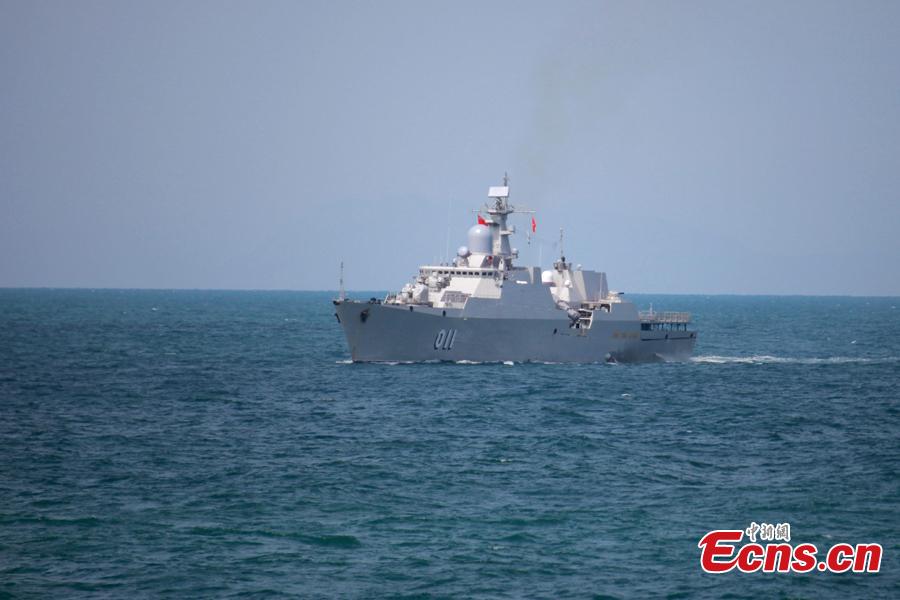 A Vietnam naval vessel participates in a joint naval exercise on the sea off Qingdao, east China\'s Shandong Province, April 26, 2019.  China conducted a joint naval exercise with Southeast Asian countries in Qingdao, with focus on jointly handling maritime emergency rescues. （Photo: China News Service/Li Chun）