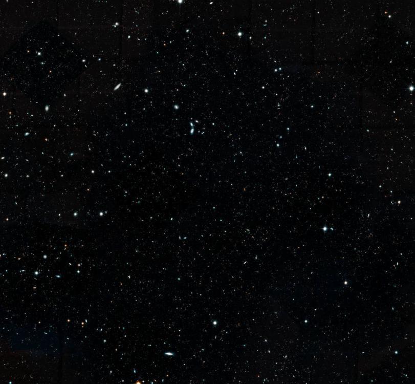 This Hubble Space Telescope image represents a portion of the Hubble Legacy Field, one of the widest views of the universe ever made. The image, a combination of thousands of snapshots, represents 16 years\' worth of observations. This cropped image mosaic presents a wide portrait of the distant universe and contains roughly 200,000 galaxies. They stretch back through 13.3 billion years of time to just 500 million years after the universe\'s birth in the big bang. (Photo/NASA)