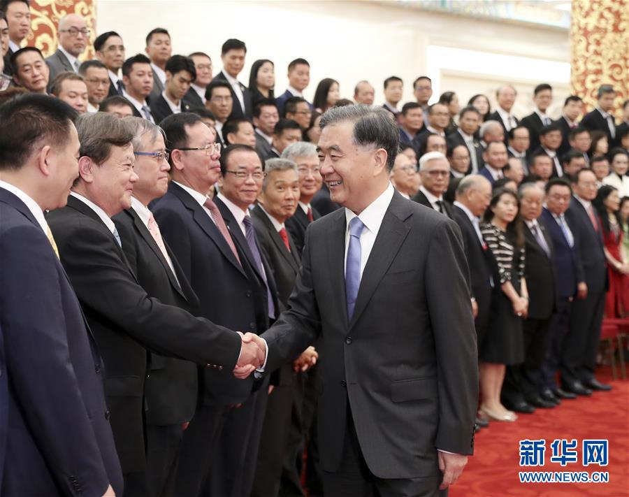 汪洋会见台企联第五届会员代表大会代表