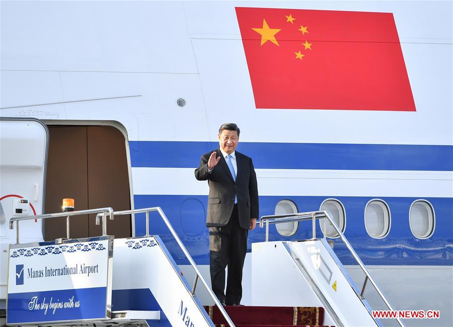 Chinese president arrives in Kyrgyzstan for state visit, SCO summit