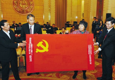 宁波党员历时20天用180万针绣党旗献礼十八大