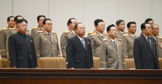 朝鲜平壤,金正日去世一周年前夕,金正恩,张成泽(右)出席大会