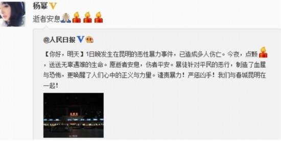 昆明暴力事件震惊全国文体明星微博发悼文4