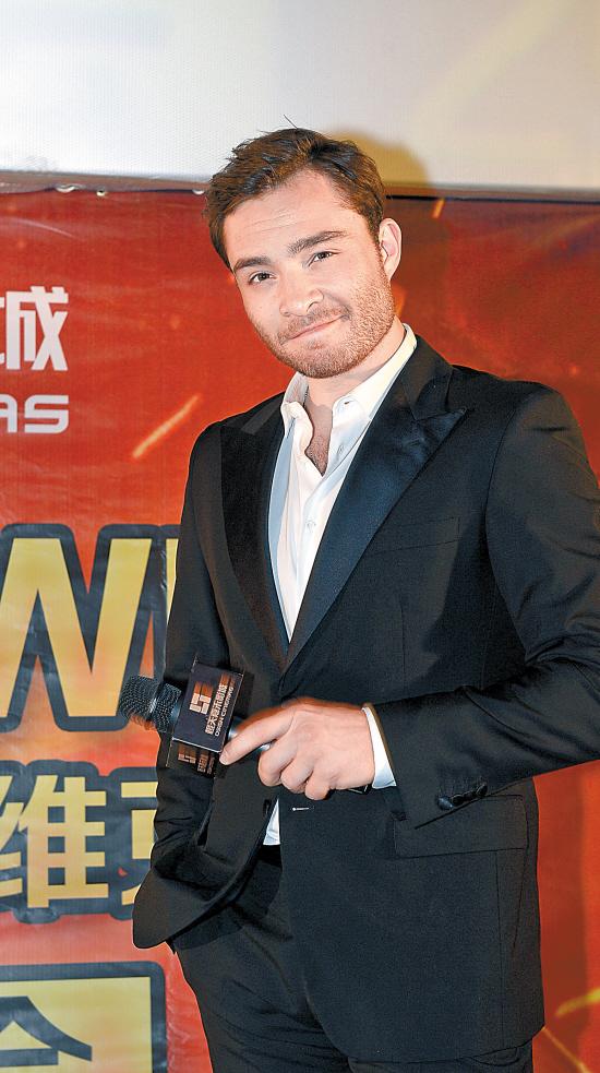 "绯闻男孩"中国宣传新片 最爱红烧肉和王家卫