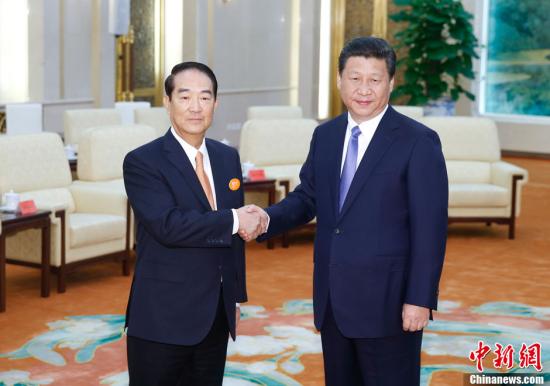 中新社发 杜洋 摄中共中央总书记习近平7日在北京会见亲民党主席