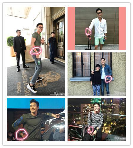 网友上传的照片中也可以看到,即使在机场,欧巴手上也带了刘雯送的镯子