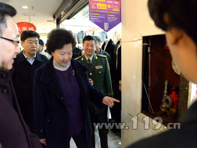 市政府副市长任锐忱,市公安消防支队政委吴文海,支队长于建国陪同视察