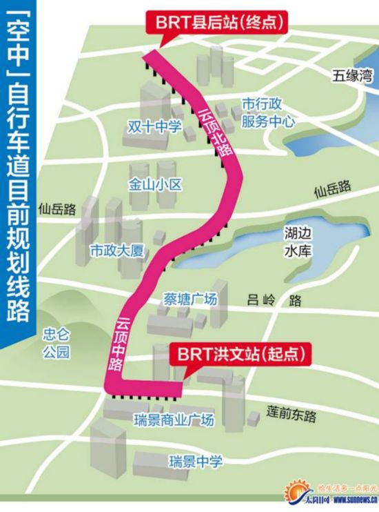 厦门"空中"自行车道未来或延至软件园二期 brt站点成出入点