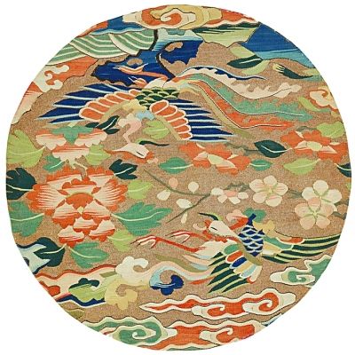 缂丝凤穿牡丹团花(织绣·明代)