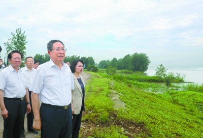 7月6日上午,省委书记李锦斌来到池州市大同圩,实地调研长江岸线整治
